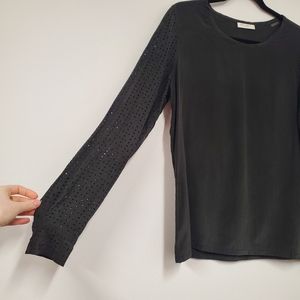 Equipment Femme 100% Silk Lazer Cut Blouse  Womens S Gray Minimalist Business